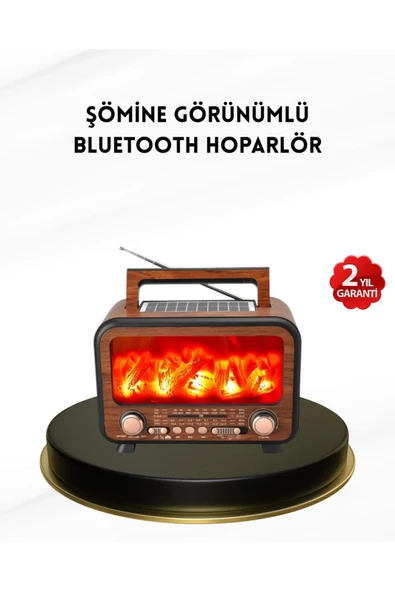 Alev Işığı Efektli Solar Bluetooth Hoparlör Radyo Destekli Taşınabilir Model ürün görseli 1