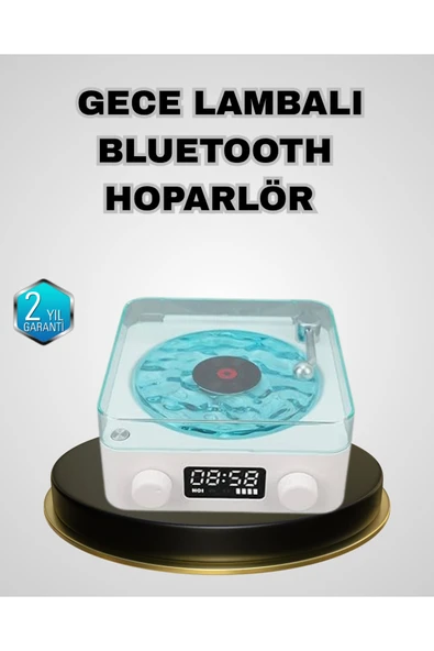 Bluetooth Hoparlörlü Gece Lambası Dijital Saat Ekranlı Su Dalgası Efektli Dekoratif ürün görseli 1
