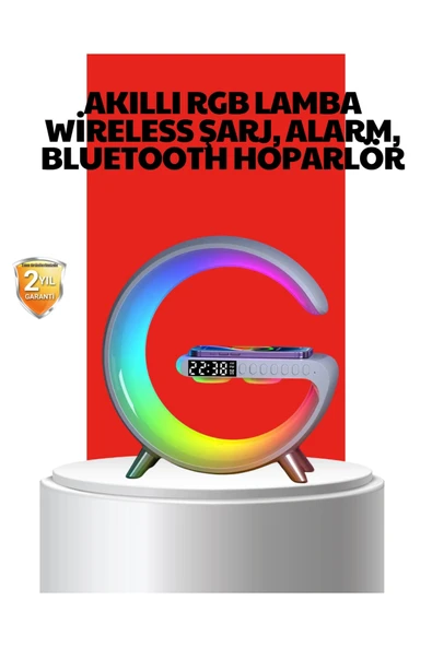 Kablosuz Şarjlı Atmosfer Lambası Bluetooth Hoparlör ve Akıllı Alarm Özellikli ürün görseli 1