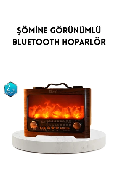 Şömine Efektli Solar Hoparlör Bluetooth 5.3 Radyo AUX USB TF Destekli ürün görseli 1