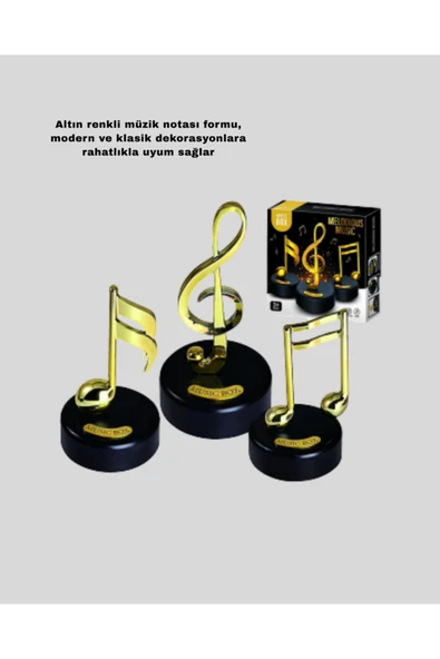Altın Nota Figürlü Müzik Kutusu - Resim 2