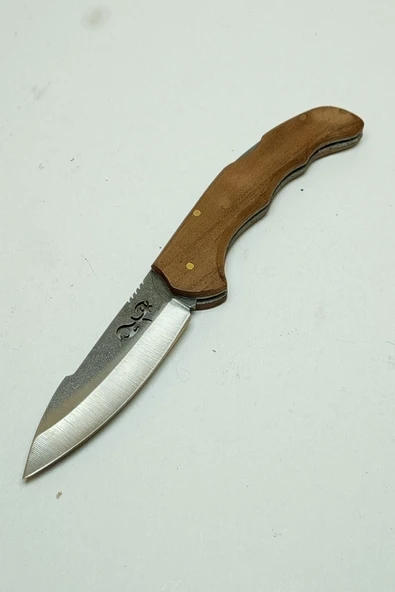 DepoTrend Özel Desen İşlemeli Outdoor Çakı - 4034 Paslanmaz Çelik, Doğal Ahşap Kabze ürün görseli 1