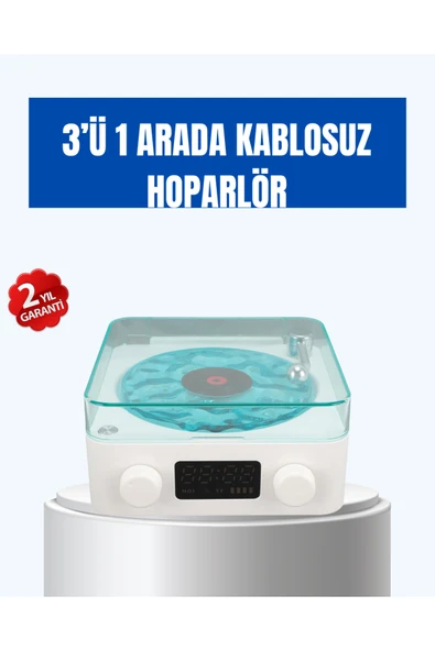 Retro Tasarımlı Gece Lambalı Bluetooth Hoparlör – Saat ve Pil Göstergeli ürün görseli 1