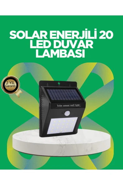 Solar Enerjili 20 LED Hareket Sensörlü Duvar Lambası ürün görseli 1
