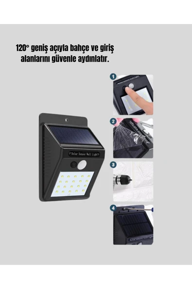 Hareket Algılamalı Solar LED Güvenlik Lambası - Resim 3