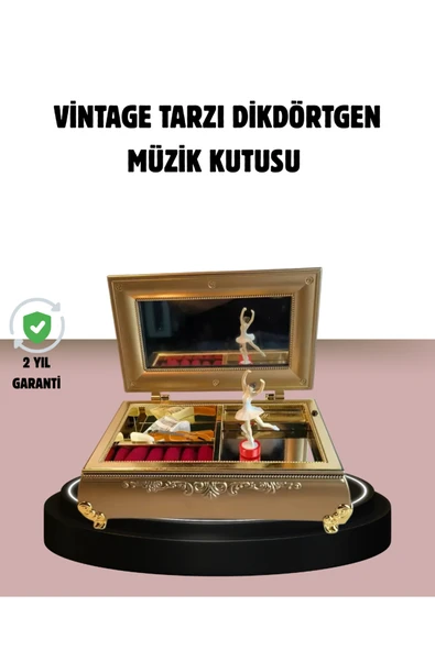 Balerinli Müzikli Takı Kutusu Piyano Tasarım Kız Çocuk Hediyelik ürün görseli 1