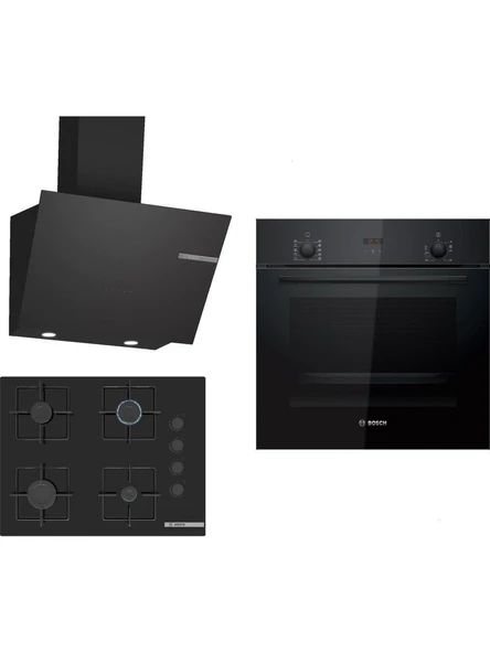 Bosch Siyah 3lü Ankastre Set 319( HBF512BB1T - POP7C6P30O - DWK66PJ60T ) ürün görseli 1