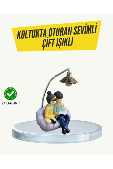 Okuyan Çift Figürlü Dekoratif Gece Lambası Hediye Seçeneği ürün görseli 1