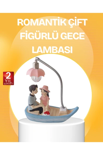 Romantik Çift Figürlü Gece Lambası Sandal Model Sevgiliye Özel Hediye ürün görseli 1