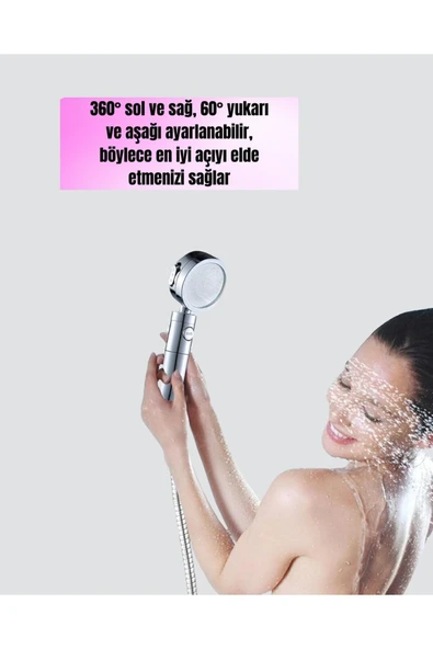 Kolay Montajlı 3 Modlu Yüksek Basınç Duş Başlığı - Resim 4