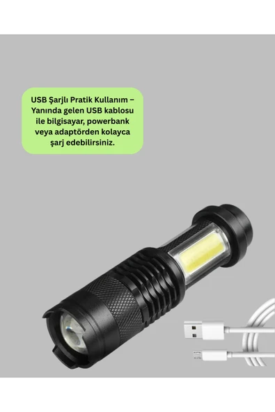 Suya Dayanıklı 4 Modlu Mini LED El Feneri - Resim 2