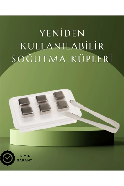Paslanmaz Çelikten Üretilmiş Metal Buz Küpü Seti ve Buz Klipsi ürün görseli 1