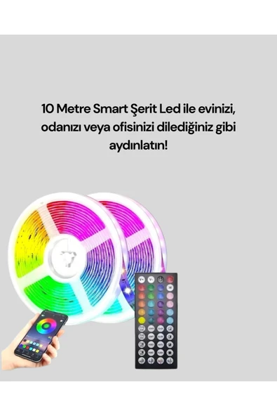 10 Metre Smart Şerit Led Bluetooth Telefon Kontrollü USB Enerjili ürün görseli 1