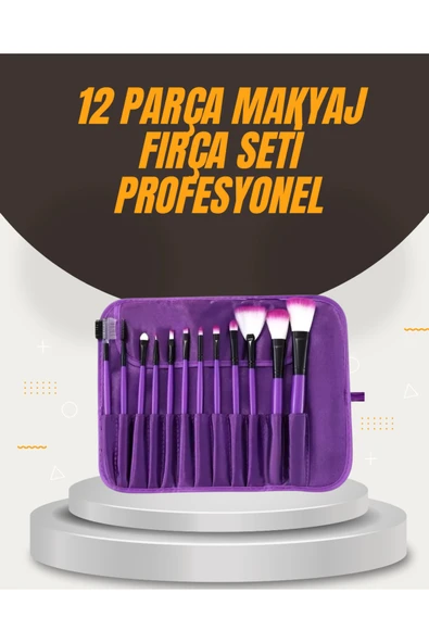 Fondöten, Allık ve Far Uygulamalarına Uygun 12 Parça Makyaj Fırça Takımı Ergonomik Saplı ürün görseli 1