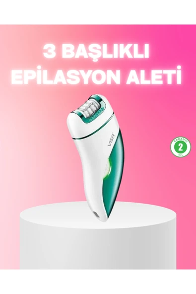 3 in 1 Epilatör Metal Başlıklı IPX5 Su Geçirmez 90 Dakika Şarjlı Epilasyon Cihazı ürün görseli 1