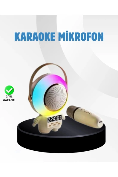 Renkli Işıklı Astronot Mini Bluetooth Speaker ve Karaoke Mikrofon ürün görseli 1