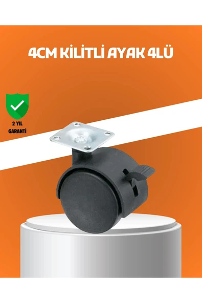 Kilitli Mini Tekerlek Ayak 4 cm 4’lü Set ürün görseli 1