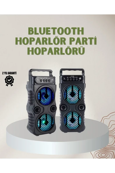 1200 mAh Şarjlı LED Işıklı Bluetooth Hoparlör – FM Radyolu, Hafıza Kart Destekli ürün görseli 1