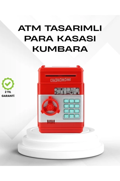 Kırmızı Şifreli ATM Kasa Para Yutan Kumbara ürün görseli 1
