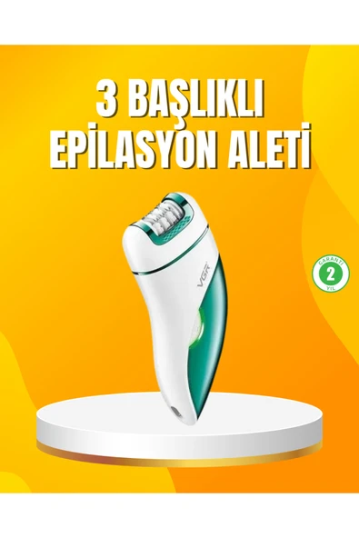 Şarjlı 3’ü 1 Arada VGR Epilatör LED Işıklı Suya Dayanıklı Hassas Bölge Epilasyon Makinesi ürün görseli 1