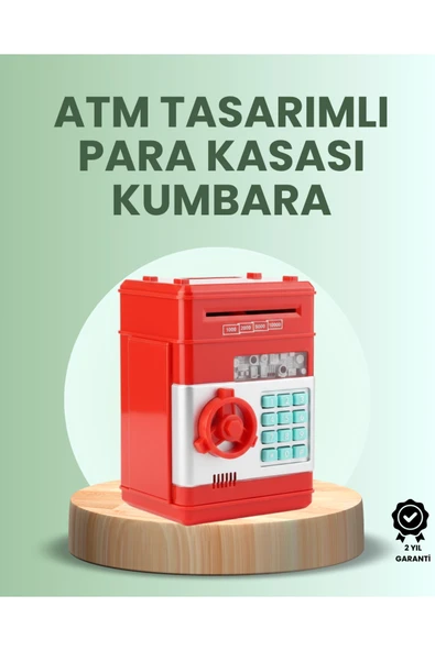 Kırmızı ATM Kasa Tipi Para Biriktirme Kumbarası ürün görseli 1