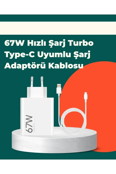 Güvenli ve Hızlı Şarj İçin 67W Turbo Adaptör Type-C Kablo ile ürün görseli 1