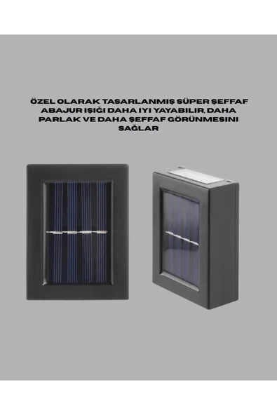 Şeffaf Abajurlu Duvar Tipi Solar Işık - Resim 3
