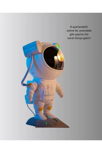 Astronot Yıldız Projeksiyon Lambası 8 Efektli Uzaktan Kumandalı Gece Işığı ürün görseli 1