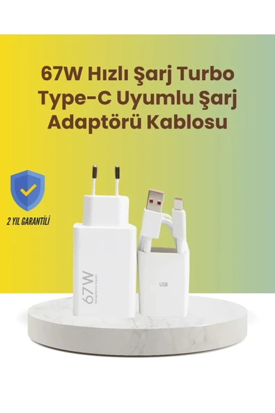 67W Hızlı Şarj Adaptörü ve Veri Aktarım Özellikli Type-C Kablo Seti ürün görseli 1