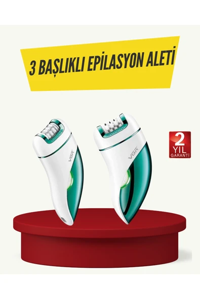 Profesyonel 3 in 1 Epilasyon Cihazı LED Aydınlatmalı Suya Dayanıklı Şarjlı VGR Epilatör ürün görseli 1