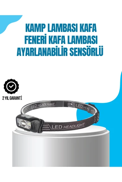 Kamp Lambası Kafa Feneri Kafa Lambası Ayarlanabilir Sensörlü Şarjlı ürün görseli 1