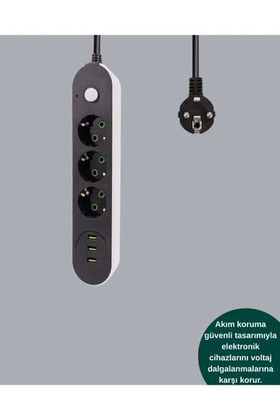3 USB Portlu Üçlü Priz CXE103 - Resim 3