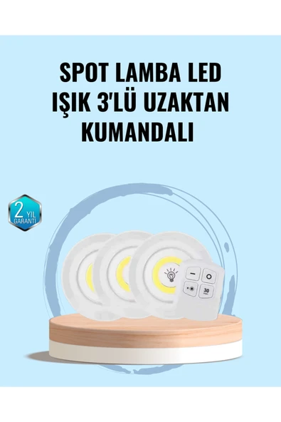 Ev Ofis Kamp İçin Uygun Uzaktan Kumandalı Yapışkanlı Kablosuz Led Spot Lambalar ürün görseli 1