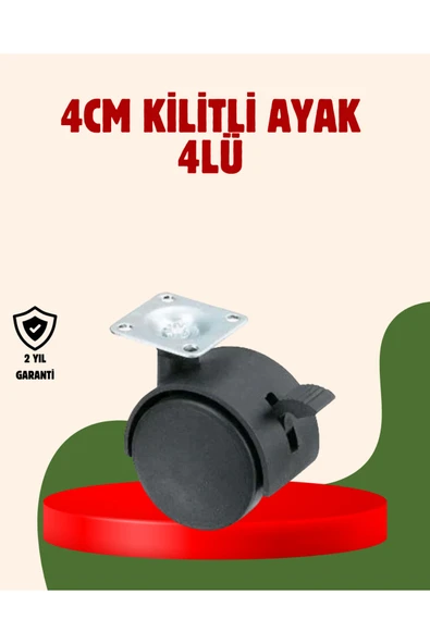 4 cm Kilitli Döner Ayak 4 Adet Sehpa ve Mobilya Ayağı ürün görseli 1
