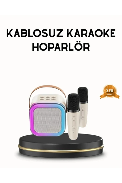 Bluetooth Karaoke Hoparlör Renkli LED Işıklı ve Type-C Şarjlı ürün görseli 1