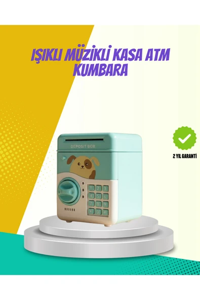 ATM Görünümlü Su Yeşili Otomatik Para Çeken Şifreli Kumbara ürün görseli 1