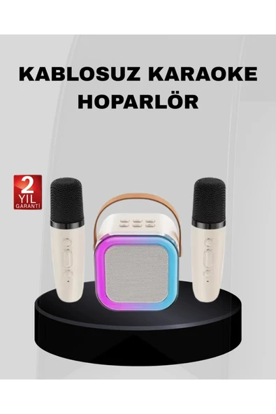 Taşınabilir Karaoke Hoparlör Bluetooth 5.0 ve Çift Mikrofonlu ürün görseli 1