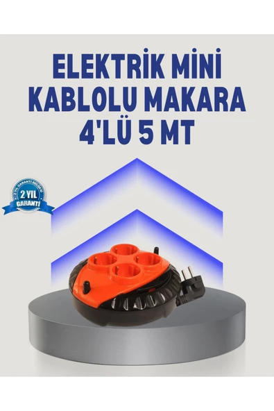 5 Metre Uzatma Kablolu 4 Prizli Makara Kırmızı ürün görseli 1