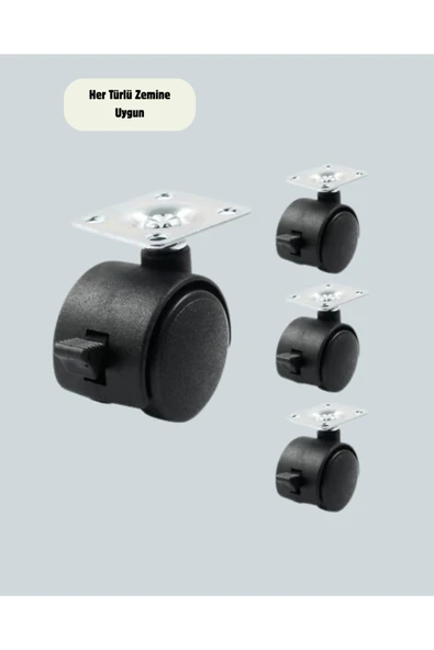 Kilitli Mini Tekerlek Ayak 4 cm 4’lü Set - Resim 4