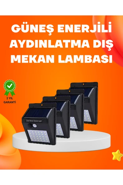 Montajlı Güneş Enerjili Duvar Tipi Aydınlatma  8 Saat Çalışma Süresi ürün görseli 1