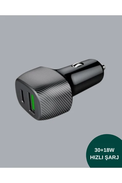 Kompakt Tasarımlı Type-C + USB Girişli Araç Şarj Başlığı - Resim 3