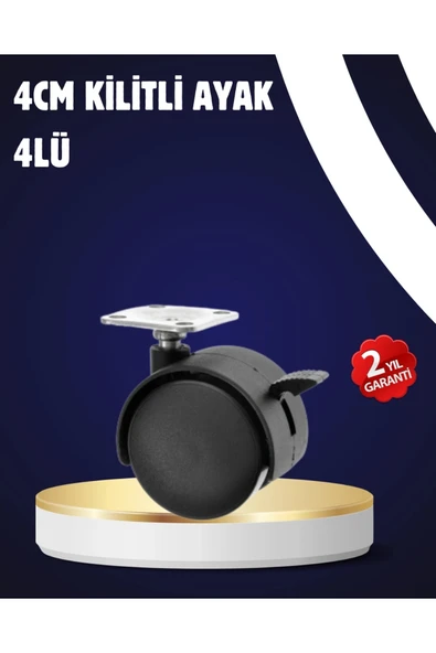 4’lü Kilitli Tekerlek Ayak 4 cm Sessiz ve Dayanıklı ürün görseli 1