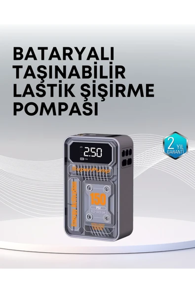 150 PSI Kablosuz Dijital Ekranlı Taşınabilir Araç Lastik Pompası ürün görseli 1