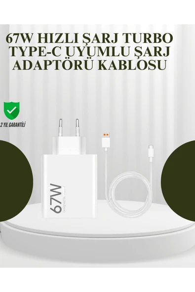 67W Güçlü Şarj Adaptörü ve Turbo Kablo Uzun Ömürlü Dayanıklı Tasarım ürün görseli 1