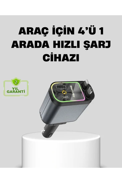 Araç Şarj Cihazı 66W 4 Portlu Hızlı Şarj ve LED Işıklı ürün görseli 1