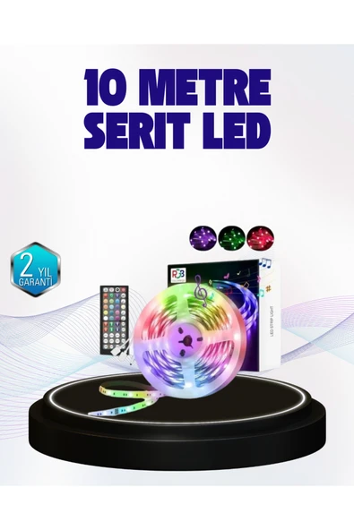 Bluetooth Kontrollü Smart Şerit Led 10M Sese Duyarlı RGB Aydınlatma ürün görseli 1