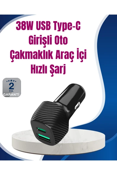 Power Delivery Destekli 38W Araç Tipi Hızlı Şarj Cihazı ürün görseli 1