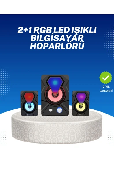 RGB Işıklı USB Hoparlör Seti 9W Çıkış Gücü Derin Bas ürün görseli 1