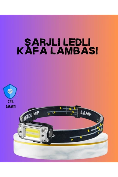 Yaz Led Işık Ssörlü Kafa Lambası Lityum Batarya Led El Ferli Şarjlı ürün görseli 1