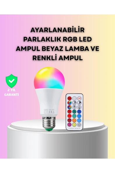 Kumanda Destekli Çok Renkli Akıllı LED Ampul ürün görseli 1